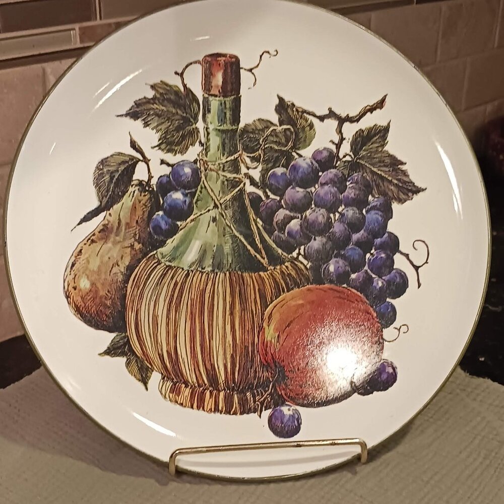Lacquerware round platter "Italian Harvest" 13"